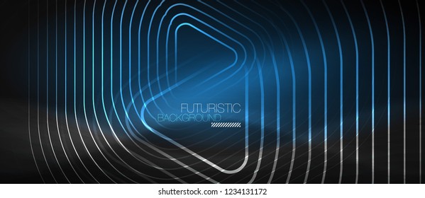 Fondo abstracto negro oscuro con colores y líneas de neón, diseño vectorial
