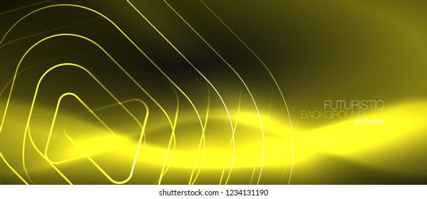 Fondo abstracto negro oscuro con colores y líneas de neón, diseño vectorial