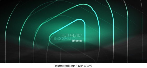 Dark black abstract background with neon colors and lines, vector design