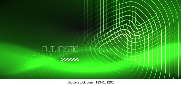 Fondo abstracto negro oscuro con colores y líneas de neón, diseño vectorial