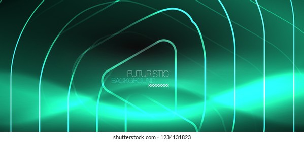 Fondo abstracto negro oscuro con colores y líneas de neón, diseño vectorial
