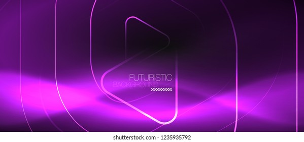 Fondo abstracto negro oscuro con colores y líneas de neón, diseño vectorial