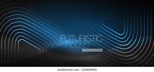 Dark black abstract background with neon colors and lines, vector design