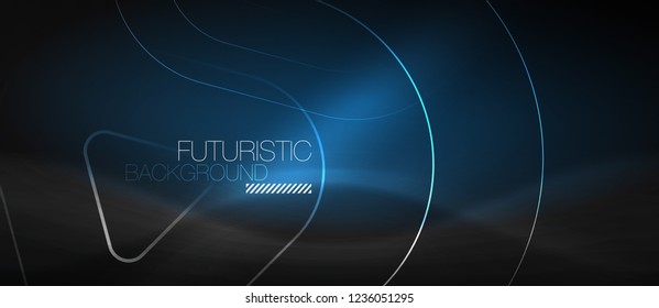 Fondo abstracto negro oscuro con colores y líneas de neón, diseño vectorial