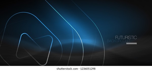 Dark black abstract background with neon colors and lines, vector design