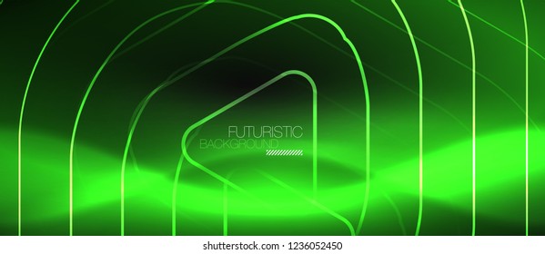 Dark black abstract background with neon colors and lines, vector design