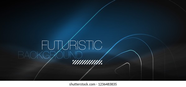 Dark black abstract background with neon colors and lines, vector design