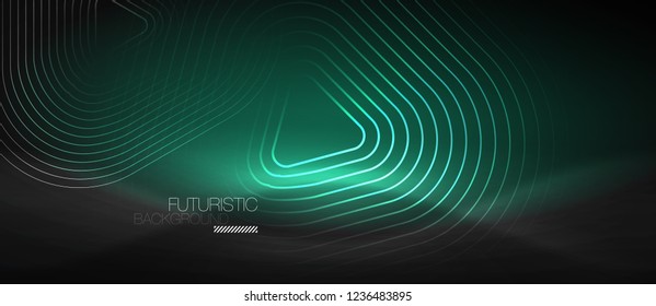 Dark black abstract background with neon colors and lines, vector design