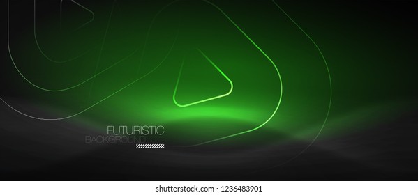Fondo abstracto negro oscuro con colores y líneas de neón, diseño vectorial