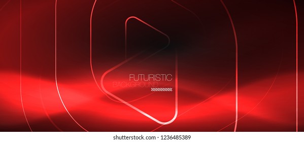 Dark black abstract background with neon colors and lines, vector design
