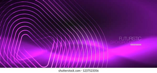 Fondo abstracto negro oscuro con colores y líneas de neón, diseño vectorial