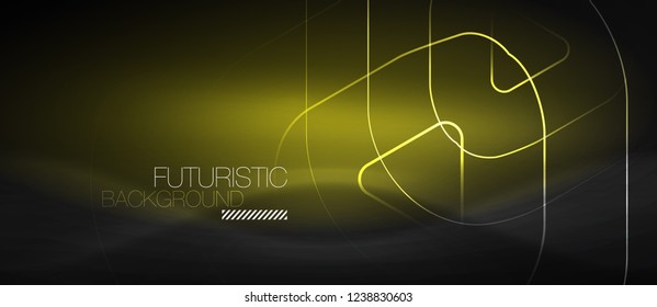 Dark black abstract background with neon colors and lines, vector design