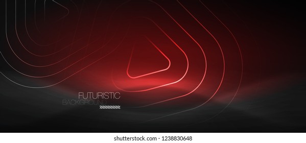 Dark black abstract background with neon colors and lines, vector design