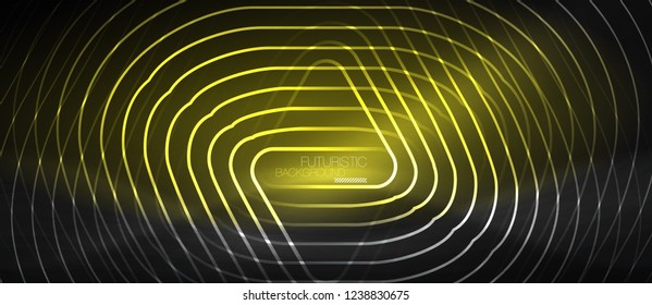 Fondo abstracto negro oscuro con colores y líneas de neón, diseño vectorial