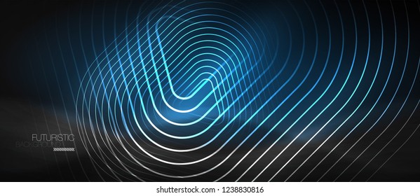 Fondo abstracto negro oscuro con colores y líneas de neón, diseño vectorial