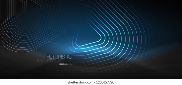 Dark black abstract background with neon colors and lines, vector design