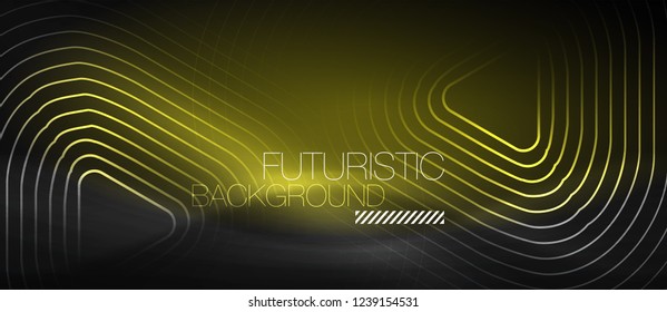 Fondo abstracto negro oscuro con colores y líneas de neón, diseño vectorial