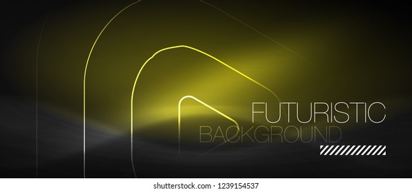 Dark black abstract background with neon colors and lines, vector design