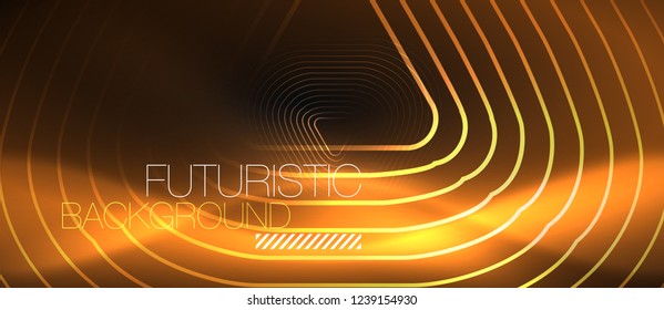 Dark black abstract background with neon colors and lines, vector design