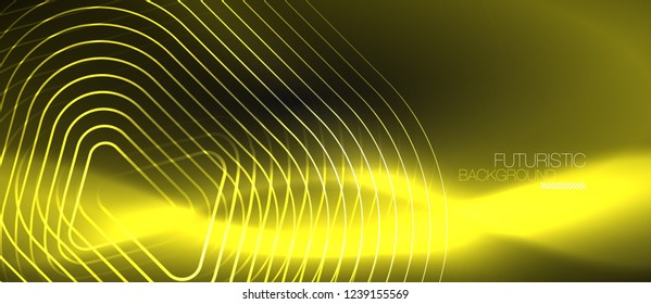 Fondo abstracto negro oscuro con colores y líneas de neón, diseño vectorial