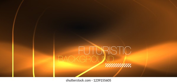 Dark black abstract background with neon colors and lines, vector design