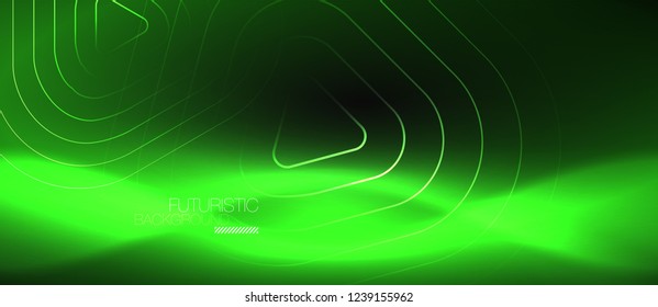 Dark black abstract background with neon colors and lines, vector design