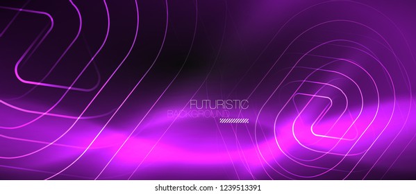 Dark black abstract background with neon colors and lines, vector design