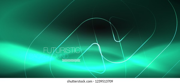 Dark black abstract background with neon colors and lines, vector design