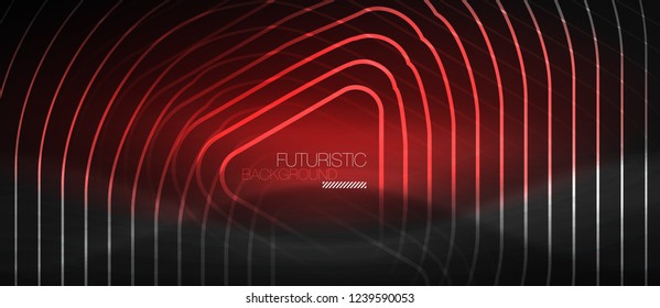 Fondo abstracto negro oscuro con colores y líneas de neón, diseño vectorial