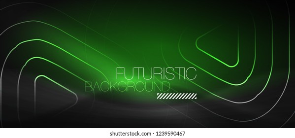Fondo abstracto negro oscuro con colores y líneas de neón, diseño vectorial