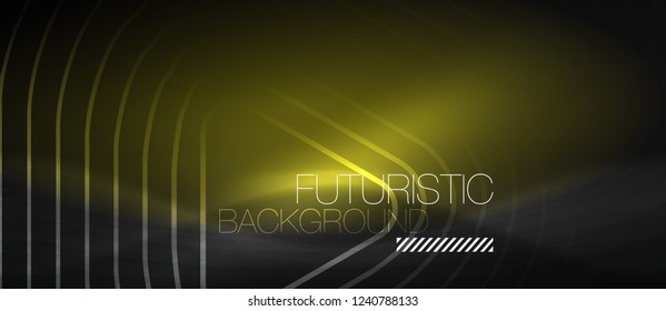 Dark black abstract background with neon colors and lines, vector design