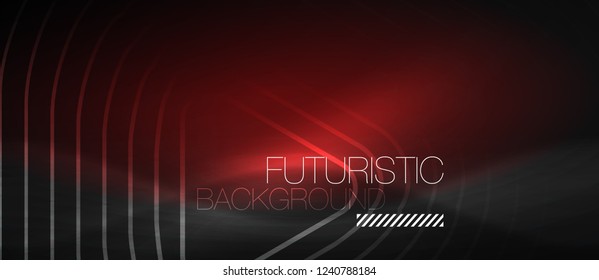 Dark black abstract background with neon colors and lines, vector design