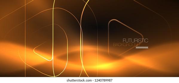 Dark black abstract background with neon colors and lines, vector design