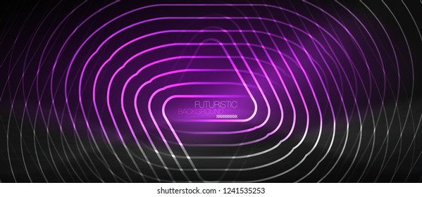 Dark black abstract background with neon colors and lines, vector design