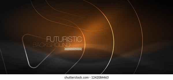 Dark black abstract background with neon colors and lines, vector design
