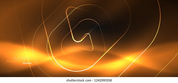 Fondo abstracto negro oscuro con colores y líneas de neón, diseño vectorial