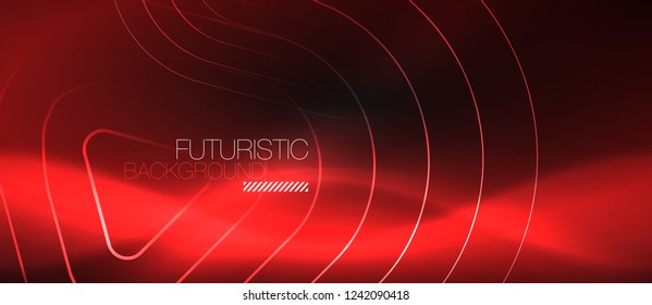 Fondo abstracto negro oscuro con colores y líneas de neón, diseño vectorial