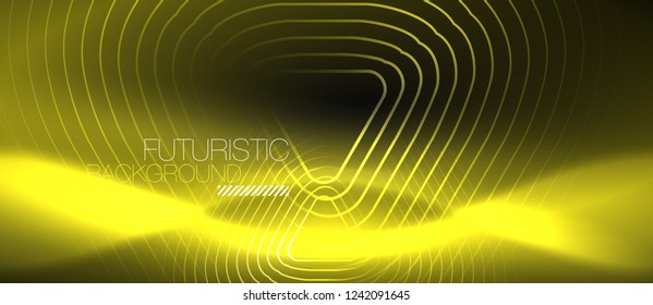 Dunkel schwarz abstrakter Hintergrund mit Neon-Farben und -Linien, Vektordesign