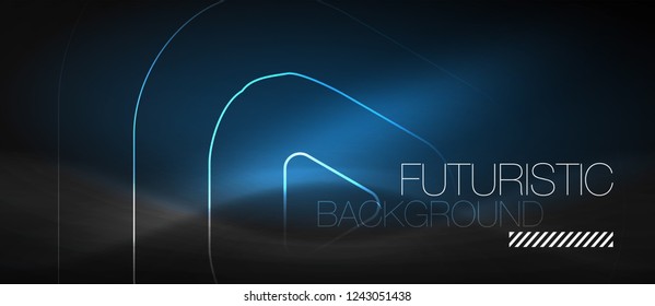 Dark black abstract background with neon colors and lines, vector design