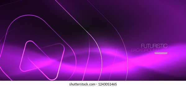 Fondo abstracto negro oscuro con colores y líneas de neón, diseño vectorial