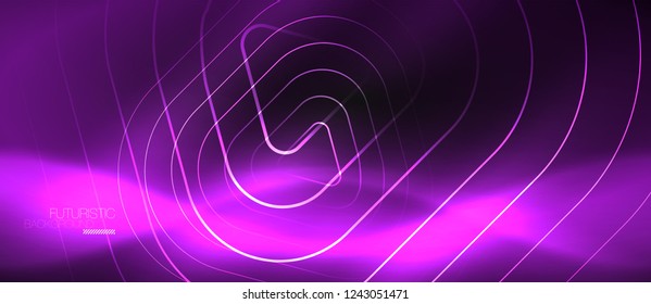 Dark black abstract background with neon colors and lines, vector design
