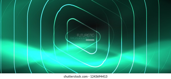 Dark black abstract background with neon colors and lines, vector design