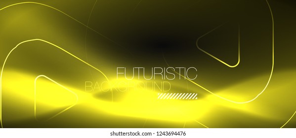 Dark black abstract background with neon colors and lines, vector design
