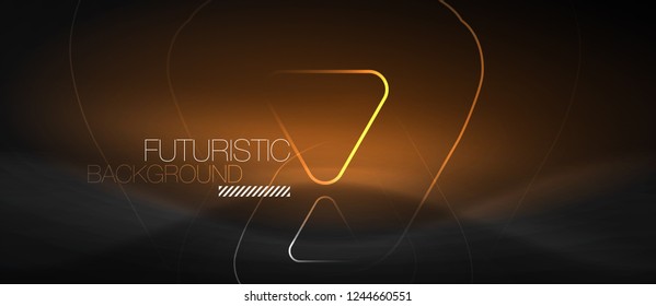 Dark black abstract background with neon colors and lines, vector design