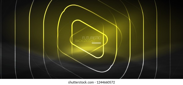 Fondo abstracto negro oscuro con colores y líneas de neón, diseño vectorial