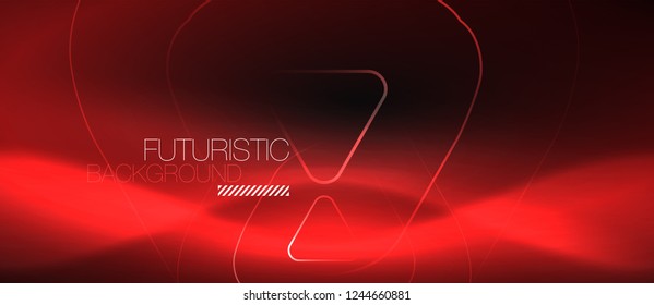 Dark black abstract background with neon colors and lines, vector design