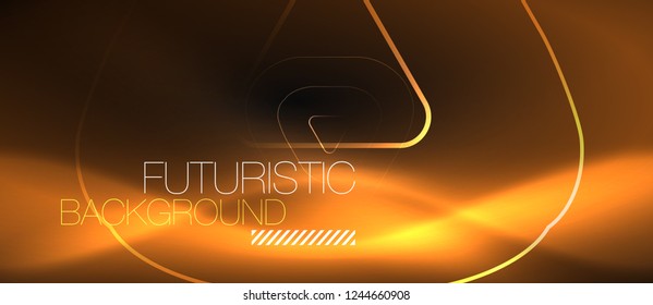 Fondo abstracto negro oscuro con colores y líneas de neón, diseño vectorial