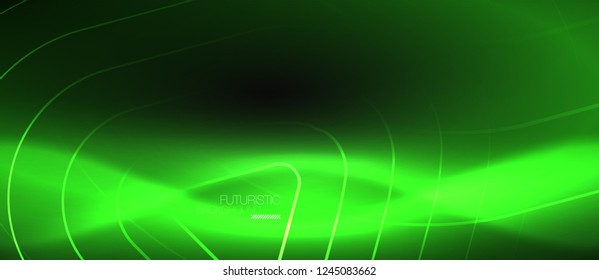 Dark black abstract background with neon colors and lines, vector design