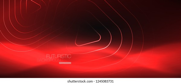 Fondo abstracto negro oscuro con colores y líneas de neón, diseño vectorial