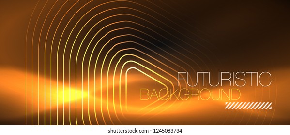 Dark black abstract background with neon colors and lines, vector design